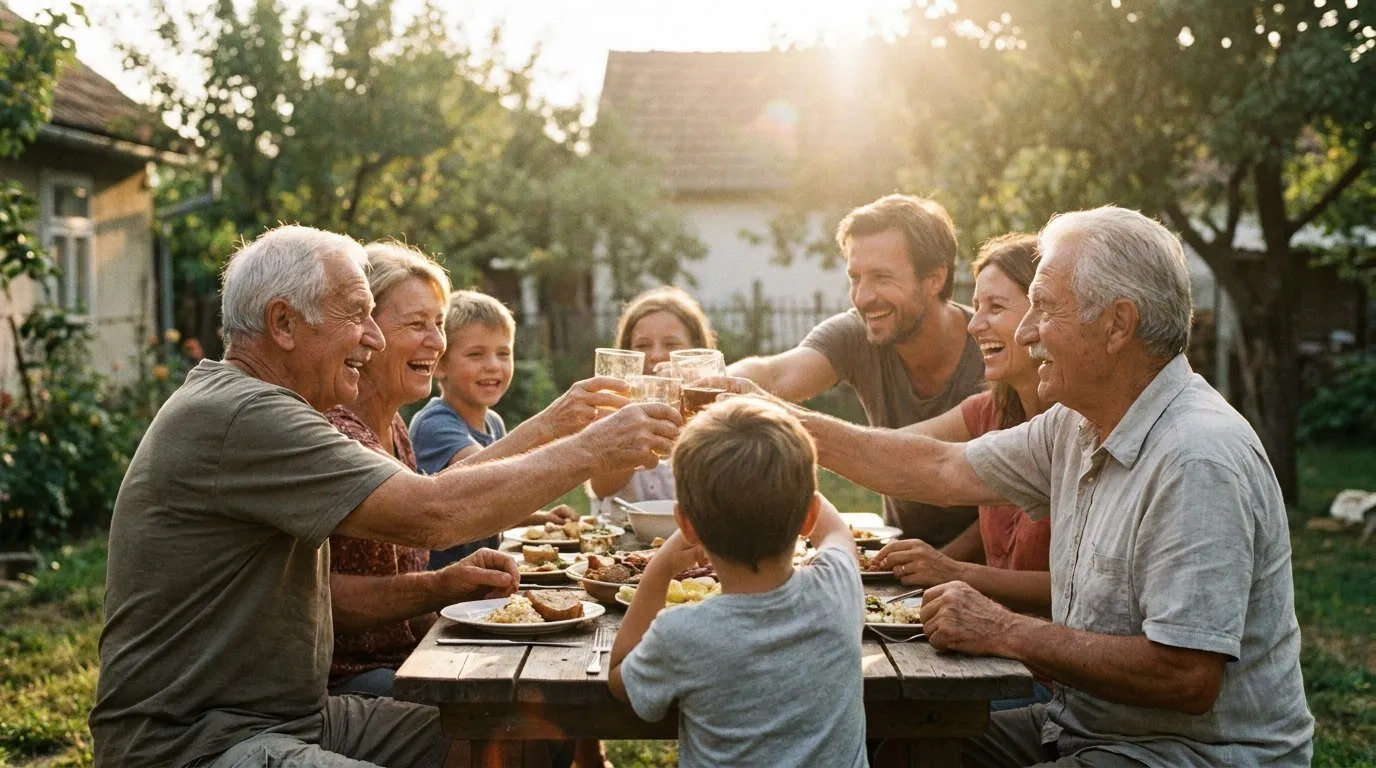 San Diego family celebration photographer, multi-generation family toast