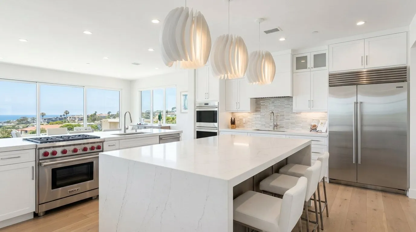 Modern chef kitchen with island, San Diego real estate photography