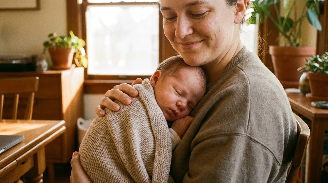 San Diego newborn photographer, parent holding a sleeping newborn