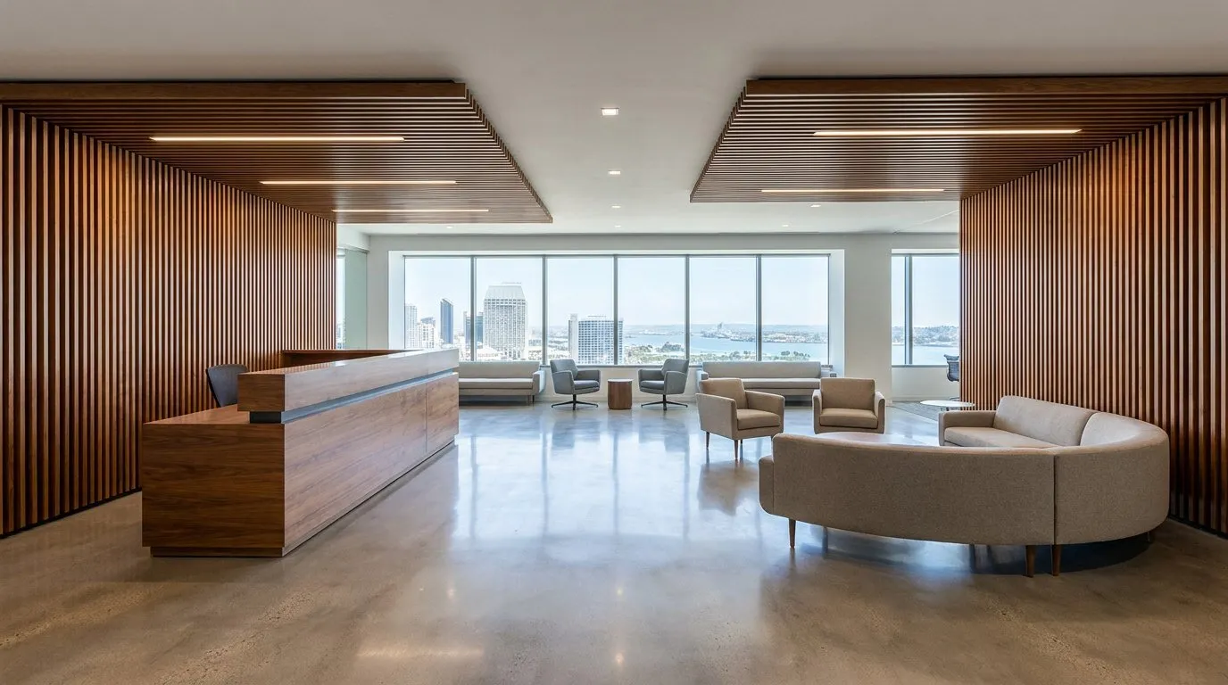 Modern commercial lobby interior, San Diego architectural photography